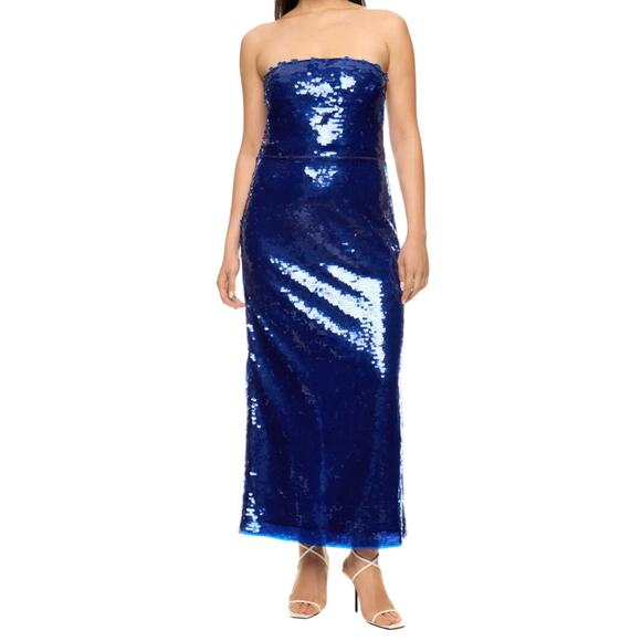ML Monique Lhuillier Strapless Mira Sequins Dress in Blue, Size US 4 - Picture 2 of 8